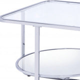 42" Chrome &amp; Glass Glass Coffee Table With Storage