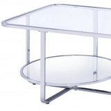 42" Chrome &amp; Glass Glass Coffee Table With Storage