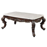 52" Antique Oak And Marble Faux Marble) Rectangular Coffee Table