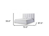 Queen White Upholstered Channel Tufted Velvet Bed Frame