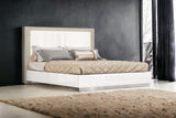 King White High Gloss Bed Frame with LED Headboard