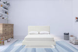 Queen Size White Upholstered Faux Leather Bed Frame