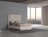 Queen Dark Grey High Gloss Bed Frame with Faux Leather Headboard