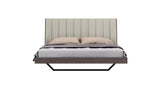 King Grey Upholstered Faux Leather and Ivory Gloss Bed Frame