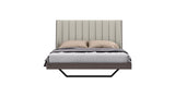 Queen Grey Upholstered Faux Leather and Ivory Gloss Bed Frame