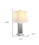 35" Clear Glass Table Lamp With White Square Shade