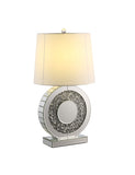 27" Clear Glass Table Lamp With White Square Shade