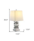 27" Clear Glass Table Lamp With White Square Shade