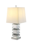 30" Clear Glass Table Lamp With White Empire Shade