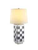 30" Black and Silver Glass Table Lamp With White Empire Shade