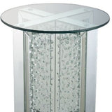 23" Clear Glass And Mirrored Round End Table With Drawer