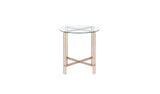 24" Champagne And Clear Glass And Metal Round End Table