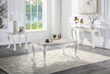 24" White And Marble Marble And Polyresin Rectangular End Table