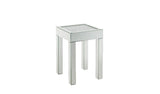 24" Silver And Clear Glass Square Mirrored End Table