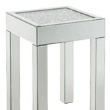 24" Silver And Clear Glass Square Mirrored End Table