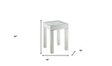 24" Silver And Clear Glass Square Mirrored End Table