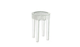 24" Silver And Clear Glass Round Mirrored End Table