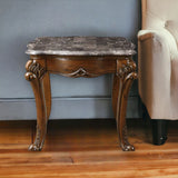 24" Cherry And Brown Marble Polyresin Rectangular End Table