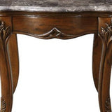 24" Cherry And Brown Marble Polyresin Rectangular End Table