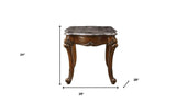 24" Cherry And Brown Marble Polyresin Rectangular End Table