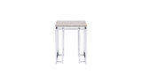 24" Chrome And Natural Oak Manufactured Wood And Metal Square End Table