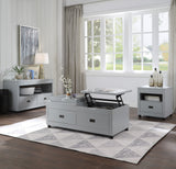 24" Dove Gray Square End Table With Drawer And Shelf