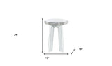 24" Silver Glass Round Mirrored End Table