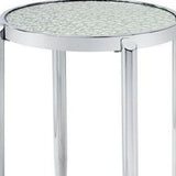 25" Silver Mirrored And Metal Round End Table