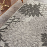 3' X 5' Gray Floral Stain Resistant Non Skid Indoor Outdoor Area Rug