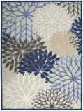 12' x 15' Blue Floral Power Loom Area Rug