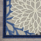 12' x 15' Blue Floral Power Loom Area Rug