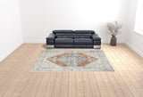 9' X 12' Gray Oriental Power Loom Distressed Area Rug