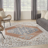 9' X 12' Gray Oriental Power Loom Distressed Area Rug