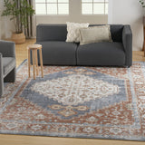 9' X 12' Gray Oriental Power Loom Distressed Area Rug