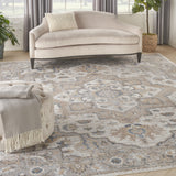 9' x 12' Gray Oriental Power Loom Area Rug