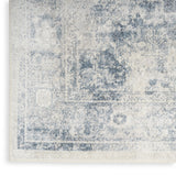 8' Blue Oriental Power Loom Distressed Washable Runner Rug