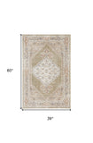 10' Sage Oriental Power Loom Distressed Washable Runner Rug