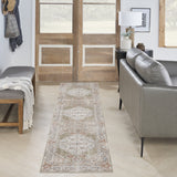 12' Sage Oriental Power Loom Distressed Washable Runner Rug