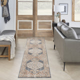 12' Gray Oriental Power Loom Distressed Washable Runner Rug