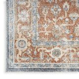 10' Denim Blue Oriental Power Loom Distressed Washable Runner Rug