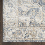 8' x 10' Gray and Blue Oriental Power Loom Washable Area Rug