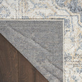 8' x 10' Gray and Blue Oriental Power Loom Washable Area Rug