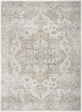 7' x 9' Silver Oriental Power Loom Washable Area Rug