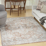 7' x 9' Gold Oriental Power Loom Washable Area Rug