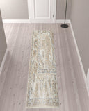 10' Beige Oriental Power Loom Washable Runner Rug