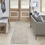 10' Beige Oriental Power Loom Washable Runner Rug