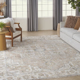 10' Beige Oriental Power Loom Washable Runner Rug