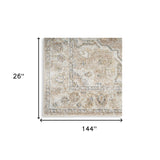 8' X 10' Beige Oriental Power Loom Washable Area Rug