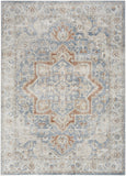 5' x 7' Denim Blue Oriental Power Loom Washable Area Rug