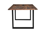 78" Dark Brown And Black Solid Wood And Metal Dining Table